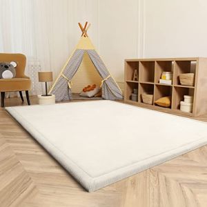 Paco Home Tapis Chambre Enfant Bebe Fille Garcon Moelleux Antidérapant Moderne 100x200 cm, Crème