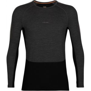 Icebreaker ZoneKnit 200 Haut manches longues &agrave; col rond Homme, gris/noir XXL Hauts thermiques ski