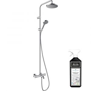 Hansgrohe Colonne bain douche thermostatique Vernis Blend 200 EcoSmart chrom&eacute; + nettoyant Briochin