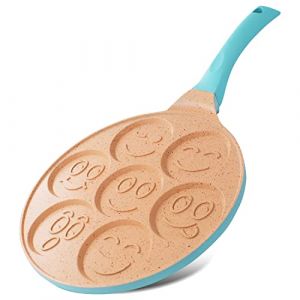 Joejis 7 Poêle à crêpes trous antiadhésive en fonte d'aluminium 26,6 cm pour induction