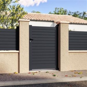 Autourduportail - Portillon pr&ecirc;t &agrave; poser azyr Gris 7016 L104 cm x 139cm en aluminium belty