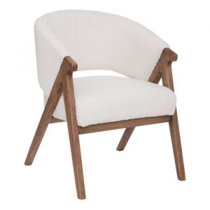 Atmosphera Fauteuil de salon en bouclette - Blanc