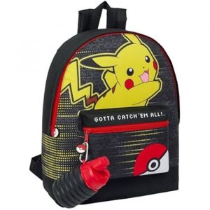 Roxy Pokémon Pikachu Catch 'Em All Sac à dos avec bouteille d'eau pliable – Licence officielle, 39 x 31 x 12 cm, polyester durable,