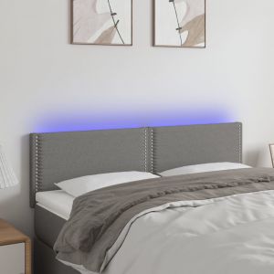 Image de VidaXL Tête de lit à led Gris foncé 144x5x78/88 cm Tissu Gris foncé