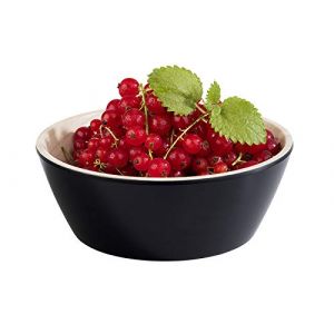 APS "Frida, bol en mélamine presque incassable, bol en plastique robuste, bol à céréales, Ø 15 cm x H : 5,5 cm, bol à goûter, empilable, intérieur aspect bois, extérieur noir, va au lave-vaisselle.