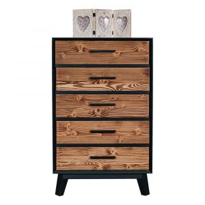 Chiffonnier 5 tiroirs Nostalgie - Noir et bois