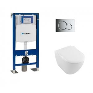 Geberit Pack UP320 + Cuvette VILLEROY ET BOCH Subway 2.0 + plaque Sigma Chromé Brillant