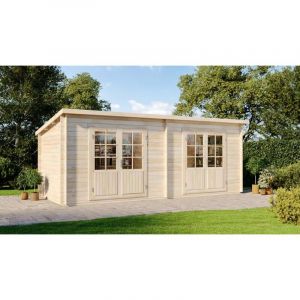 Abri de jardin Maria Twin Naturel, 28 mm &Eacute;paisseur paroi 601 x 275 cm - Naturel
