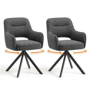COLAMY Chaise - Lot 2 Chaise pivotante premium avec demi-accoudoirs — Base métallique haute stabilité, gris