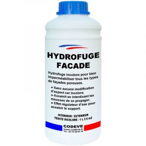 Cod&egrave;ve Bois - Hydrofuge Facade - 1 l - Codeve Bois - Imperm&eacute;abilisant Pour Fa&ccedil;ade, Mur, Enduit, Cr&eacute;pi Ou Pierre.