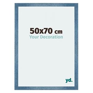 Your Decoration - 50x70 cm - Cadres Photo en MDF Avec Verre acrylique - Anti-Reflet - Excellente Qualité - Bleu Brillant Patiné - Cadre Decoration