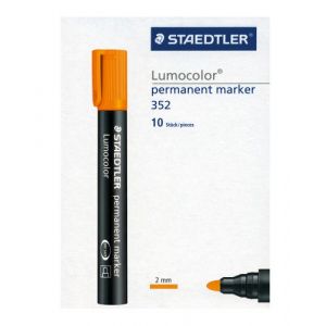 Staedtler Lumocolor Lot de 10 Marqueurs biseaux permanents toutes surfaces Orange