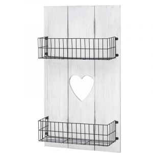 Décoshop26 Tagère murale avec paniers de rangement en bois blanc vieilli 70x40x10cm 040005179