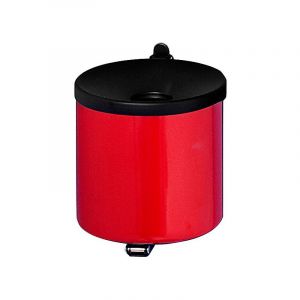 Certeo Cendrier mural anti-feu, hauteur 145 mm, &Oslash; 150 mm, t&ocirc;le d'acier, rouge - Coloris des cendriers: Rouge