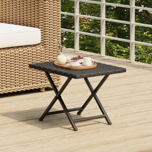 VidaXL Table pliable noir 45x35x32 cm résine tressée