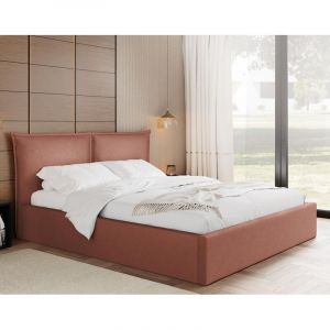 John - lit coffre - 160x200 cm - en velours - sommier inclus - terracotta
