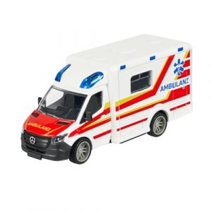 Majorette Voiture Mercedes-Benz Sprinter Ambulance (15 cm) &ndash; Grande Ambulance avec Cabine en m&eacute;tal, Roue Libre et Fonctions, Voiture de Sauvetage Jouet pour Enfants &agrave; partir de 3 Ans