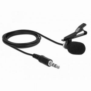 Delock Cravates Lavalier Microphone omnidirectionnel avec Clip Jack 3,5 mm 3 Broches + câble Adaptateur pour Smartphone et Tablette