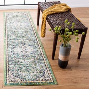 Safavieh Tapis Boho pour Salon, Salle à Manger, Chambre à Coucher - Madison Collection, Tapis à Poil Court, Vert et Turquoise, 66 x 305 cm