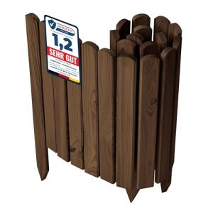 Garronda clôture de Jardin en Bois Bordure Jardin Cloture Jardin Exterieur, Palissade Bordurette Longueur: 100 cm GD-0148 (Brun Foncé, Hauteur : 40