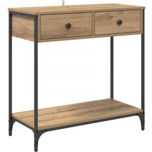 VidaXL Table console avec tiroir Ch&ecirc;ne artisanal 75 x 34,5 x 75 cm