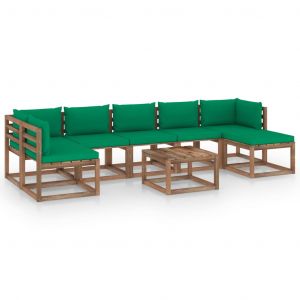 VidaXL Salon de jardin 8 pcs avec coussins vert
