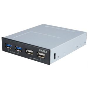 Image de Akasa AK-ICR-12 - Façade InterConnect S avec ports USB 2.0/3.0 dans baie 3.5"