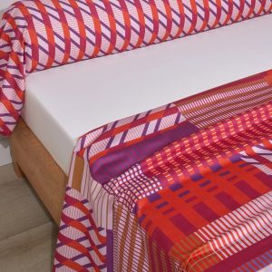 Blanc des vosges Parure drap plat + 2 taies 65 x 65 satin FUSION Ultraviolet