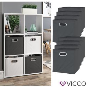 Vicco Boîte pliante, Anthracite, 30 x 30 cm Jeu de 8 pièces