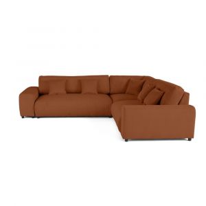 Garance - canapé modulable d'angle droit - 5 places - en velours côtelé - Terracotta