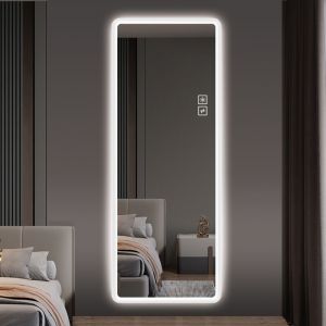 Miroir mural avec lumineux LED, miroir de salle de bain -2 couleurs 3 modes de luminosit&eacute;, convient aux chambre et salon, 163x54 cm