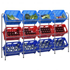 VidaXL Étagère de rangement pour 12 caisses Argenté 190x33x116cm Acier