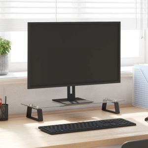 VidaXL Support de moniteur noir 60x20x8 cm verre trempé et métal