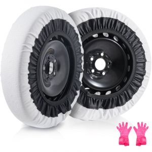 Chaussettes a Neige pour Pneus Epaisses 2PCs Taille m, Chaines a Neige Textiles en Fibre de Polyester avec Sangles Elastiques, Dispositifs Textiles