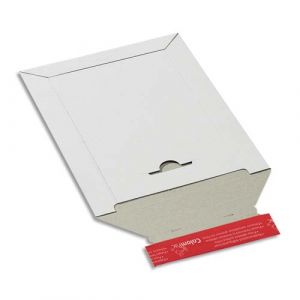 ColomPac Pochette d'expédition en carton blanc A4+, format 24,5 x 34,5 cm, hauteur jusque 3 cm - Lot de 100