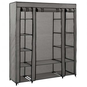 Image de VidaXL Armoire avec compartiments et tiges Gris 150x45x176 cm Tissu