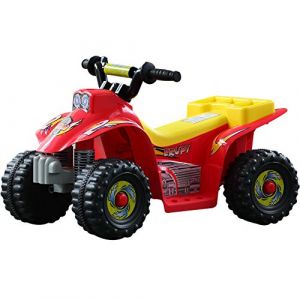 Image de Homcom Voiture 4x4 Quad électrique Multifonctions 65L x 43l x 43H cm Enfants +3 Ans Rouge et Jaune