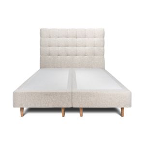 Lit avec t&ecirc;te de lit capitonnee et sommier tapissier Beige clair 2x80