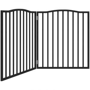 VidaXL Barrière pour chien pliable 2 panneaux noir bois de peuplier