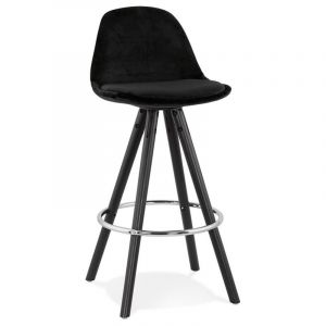 Tabouret de Bar Velours & Bois "Vinea" 87cm Noir Prix