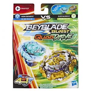 Hasbro Pack de 2 toupies Burst QuadDrive Gilded Balderov B7 Magma Roktavor R7