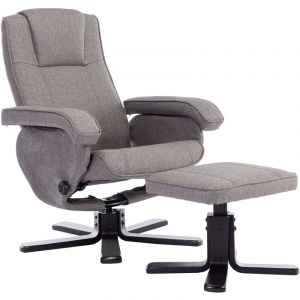 Charles Fauteuil Relax Tabouret Fauteuil gris Fauteuil tv pivotant Polyester Bois - Svita