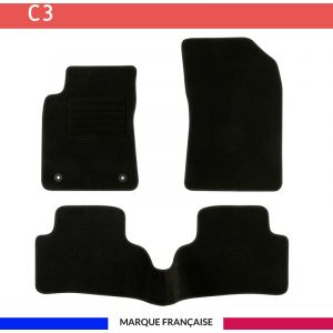 Tapis de voiture - Sur Mesure pour C3 (d&egrave;s 2016) - 3 pi&egrave;ces - Tapis de sol antid&eacute;rapant pour automobile
