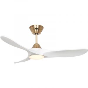 Casafan Ventilateur de plafond DC 122cm pales bois blanc moteur chrome t&eacute;l&eacute;commande