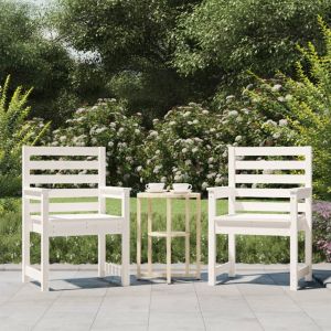VidaXL Chaises de jardin 2 pcs blanc 60x48x91 cm bois massif de pin