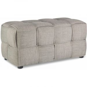 D&eacute;coshop26 Banc tabouret repose-pieds 2 places cube si&egrave;ge en tissu tresse gris rembourre
