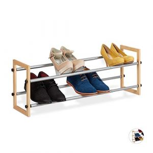 Relaxdays Etagère, meuble ouvert chaussures en différentes dimensions, en bois et fer, extensible, 1 élément