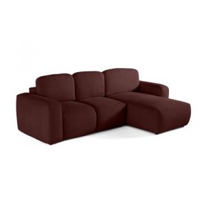 Sorrente - canapé d'angle réversible - convertible avec coffre - 4 places - en tissu texturé - Prune