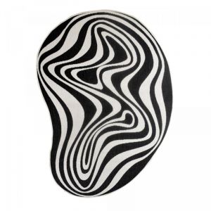Tapis rond d'extérieur, kilim reversible EX1 DALI 200x290 noir et blanc