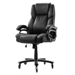VEVOR Chaise de Bureau avec Support Lombaire &agrave; Commande par Bouton, Fauteuil de Direction Ergonomique, Si&egrave;ge de Bureau en Cuir PU, Charge Max. 226,8 kg, Hauteur R&eacute;glable, Bascule, Bureau Maison
